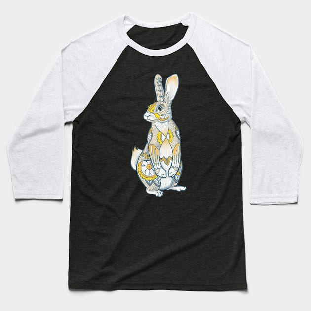 Mandala Bunny Baseball T-Shirt by Theysaurus